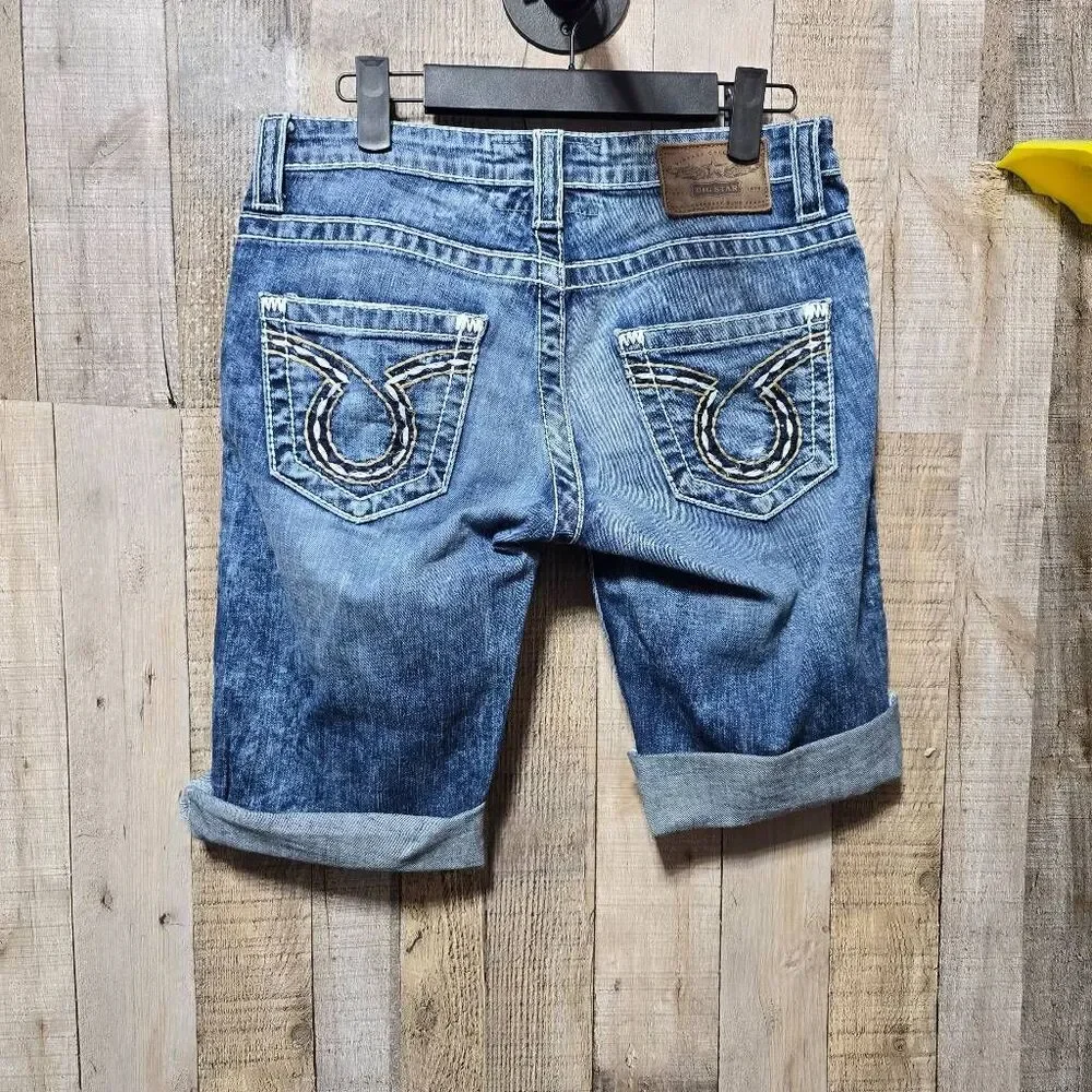 Big Star Sweet Low Rise Denim Jean Bermuda Shorts Jorts 27L Casual Summer Basic